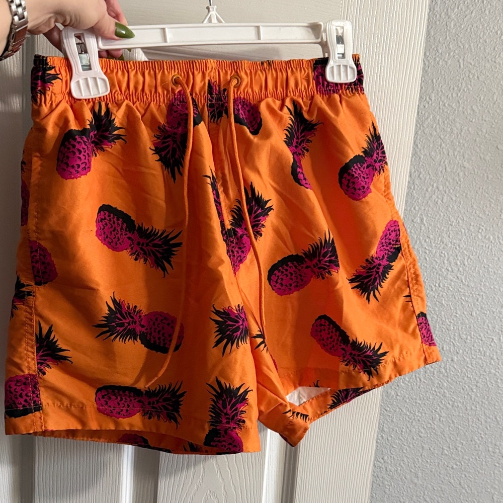 H&M Orange Swim Shorts with Pink Pineapple Print